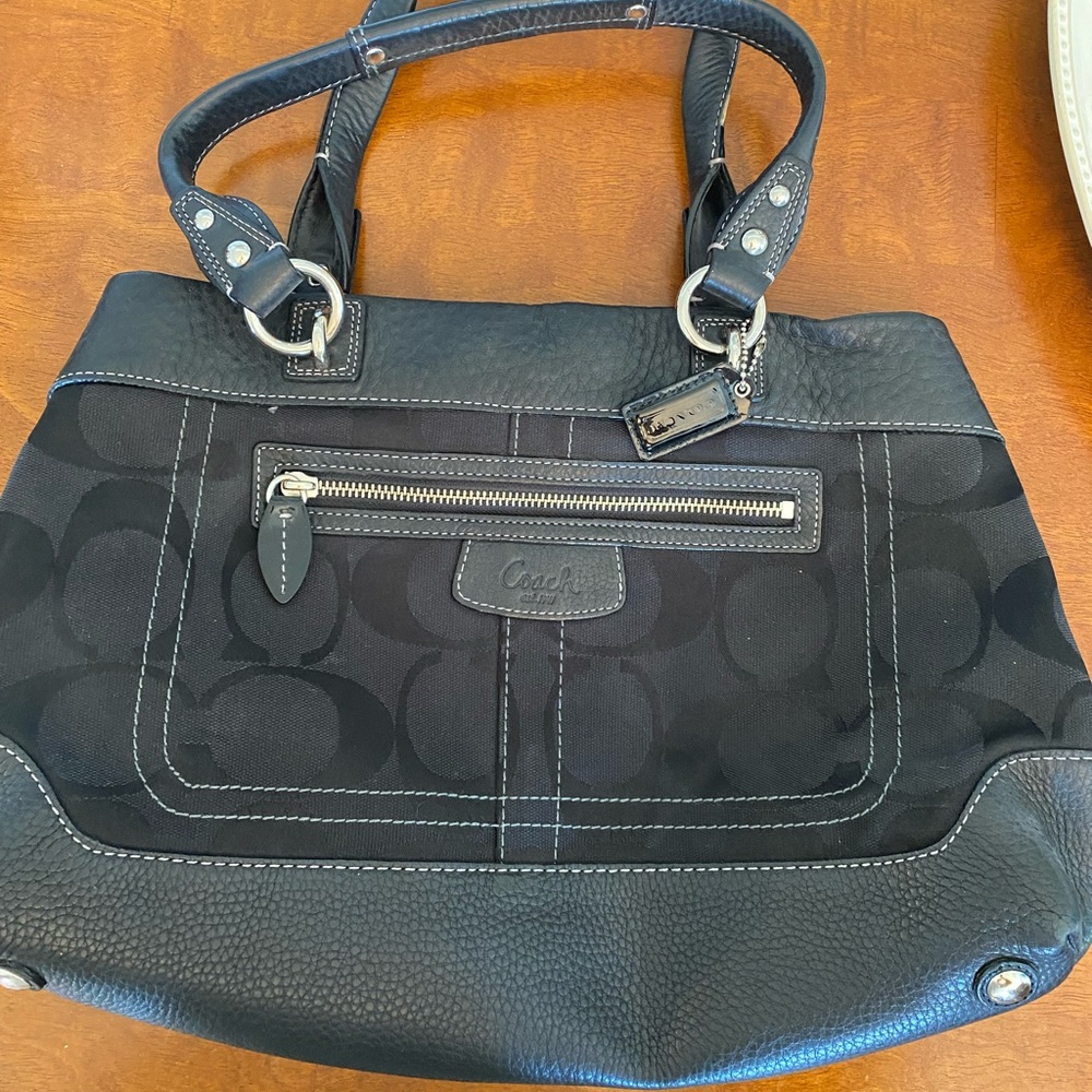 Black leather Coach purse